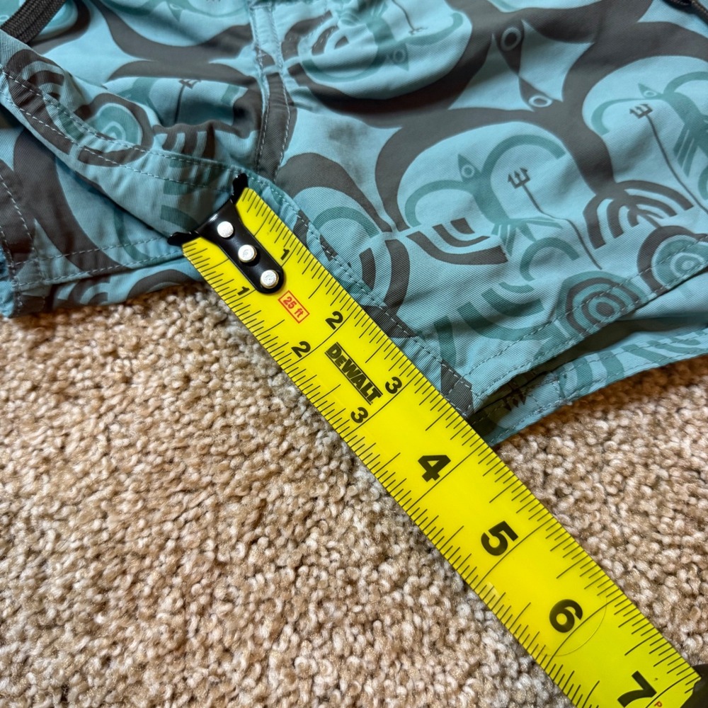 Patagonia Board Shorts Womens 10 Blue Tribal Geometric Print Swim Surf Trunks - Picture 4 of 7